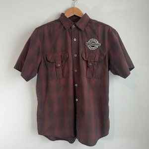 Harley Davidson Embroidered Plaid Button-Up Men's Large Performance Vented Shirt